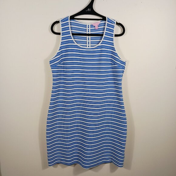 Lilly Pulitzer, Lyla Shift Dress Bay Blue Ottoman Stripe #16817 Sz XL Sleeveless - Picture 6 of 15